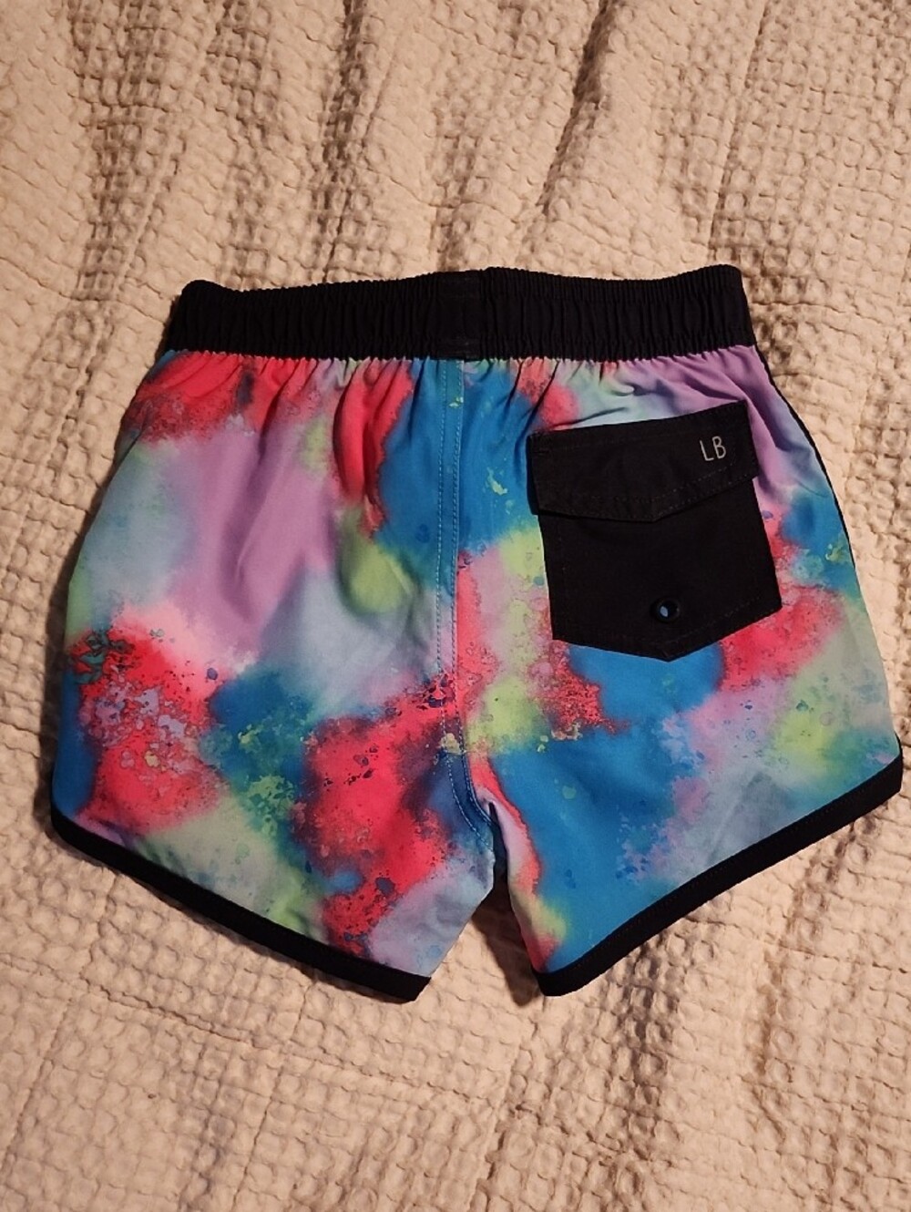 Little Bipsy Tie-Dye Multi-Color Athletic Shorts with Black Trim - Picture 2 of 4